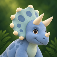 Dino Touch app icon featuring a blue baby triceratops